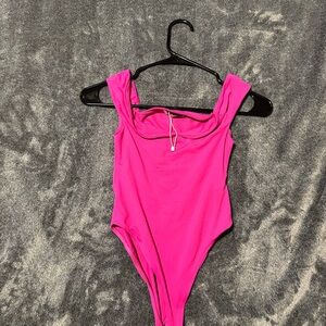 Zara hot pink off the shoulder body suit